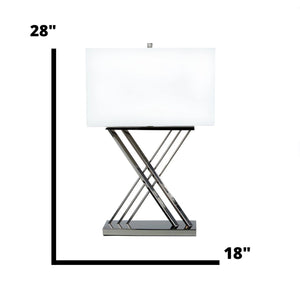 Linen Shade Table Lamp with Chrome X-Base