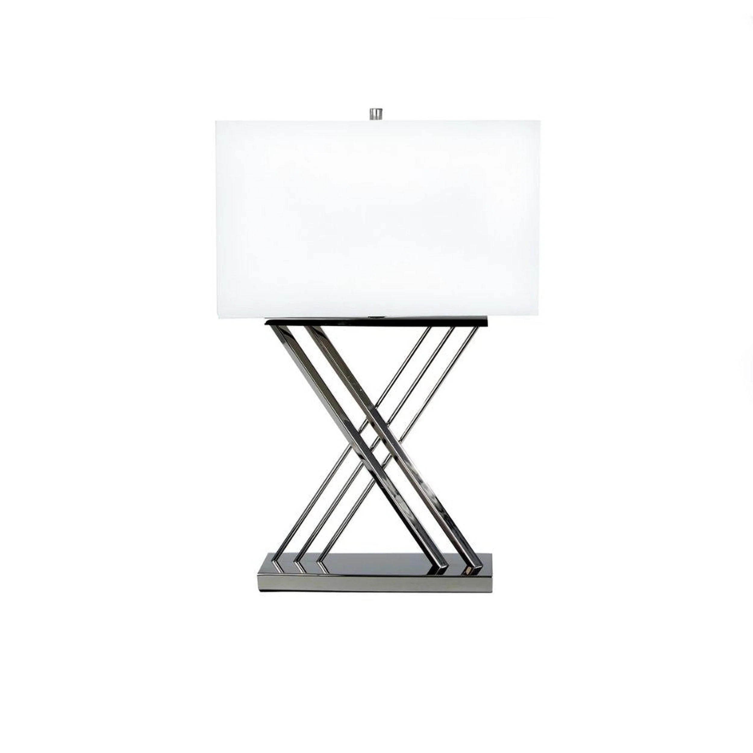 Linen Shade Table Lamp with Chrome X-Base