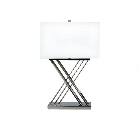 Linen Shade Table Lamp with Chrome X-Base