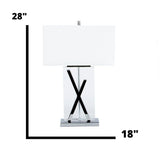 Crystal and Chrome Table Lamp with White Shade