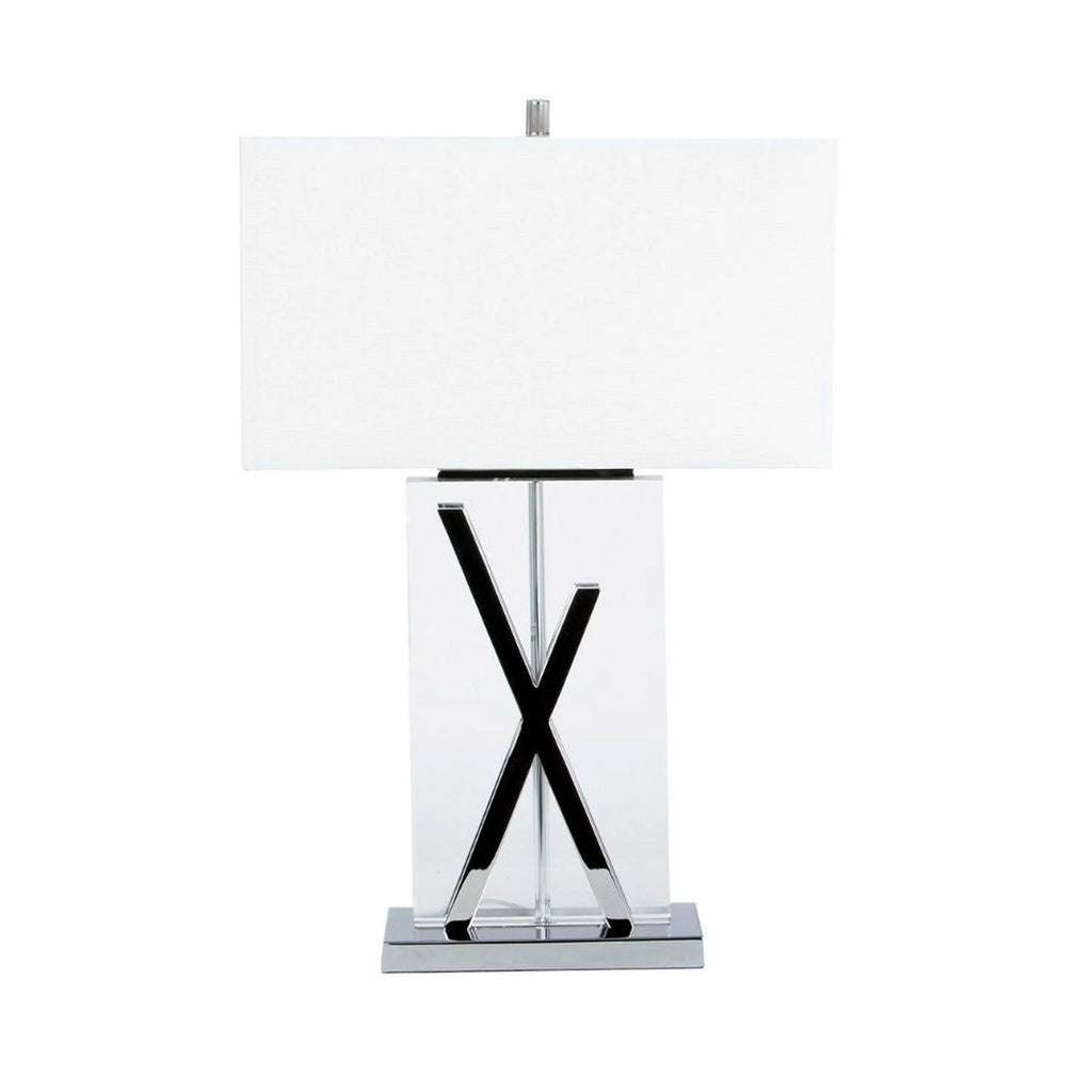 Crystal and Chrome Table Lamp with White Shade