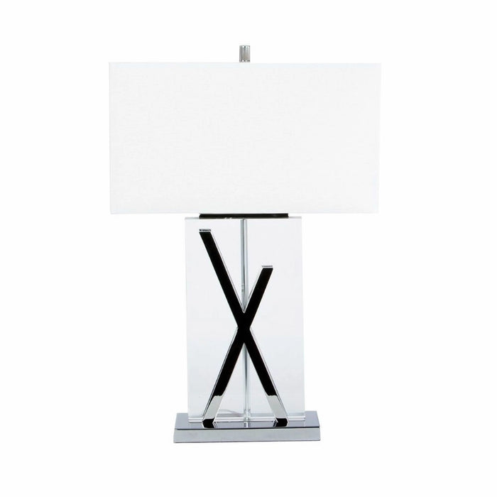 Crystal and Chrome Table Lamp with White Shade