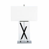 Crystal and Chrome Table Lamp with White Shade