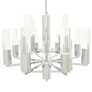 Contemporary Crystal Chandelier with Cylindrical Rods