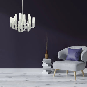 Contemporary Crystal Chandelier with Cylindrical Rods
