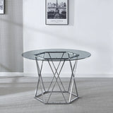 Jamie Round Glass Dining Table in Gold or Silver