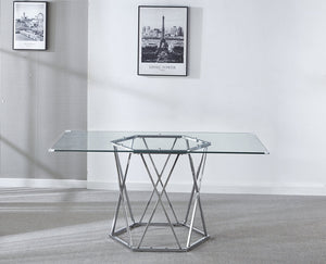 Jamie Glass Dining Table in Gold or Silver