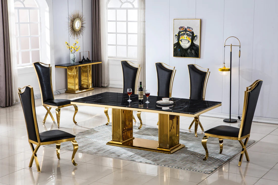 Mandy Black Marble Dining Room Collection