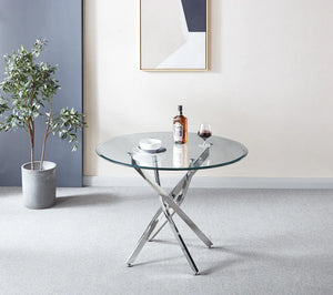 Lanie Round Glass Dining Table in 2 Colors & 2 Sizes