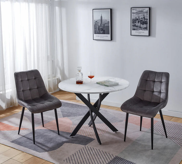Kevin Round Glass Dining Table in 2 Color Options