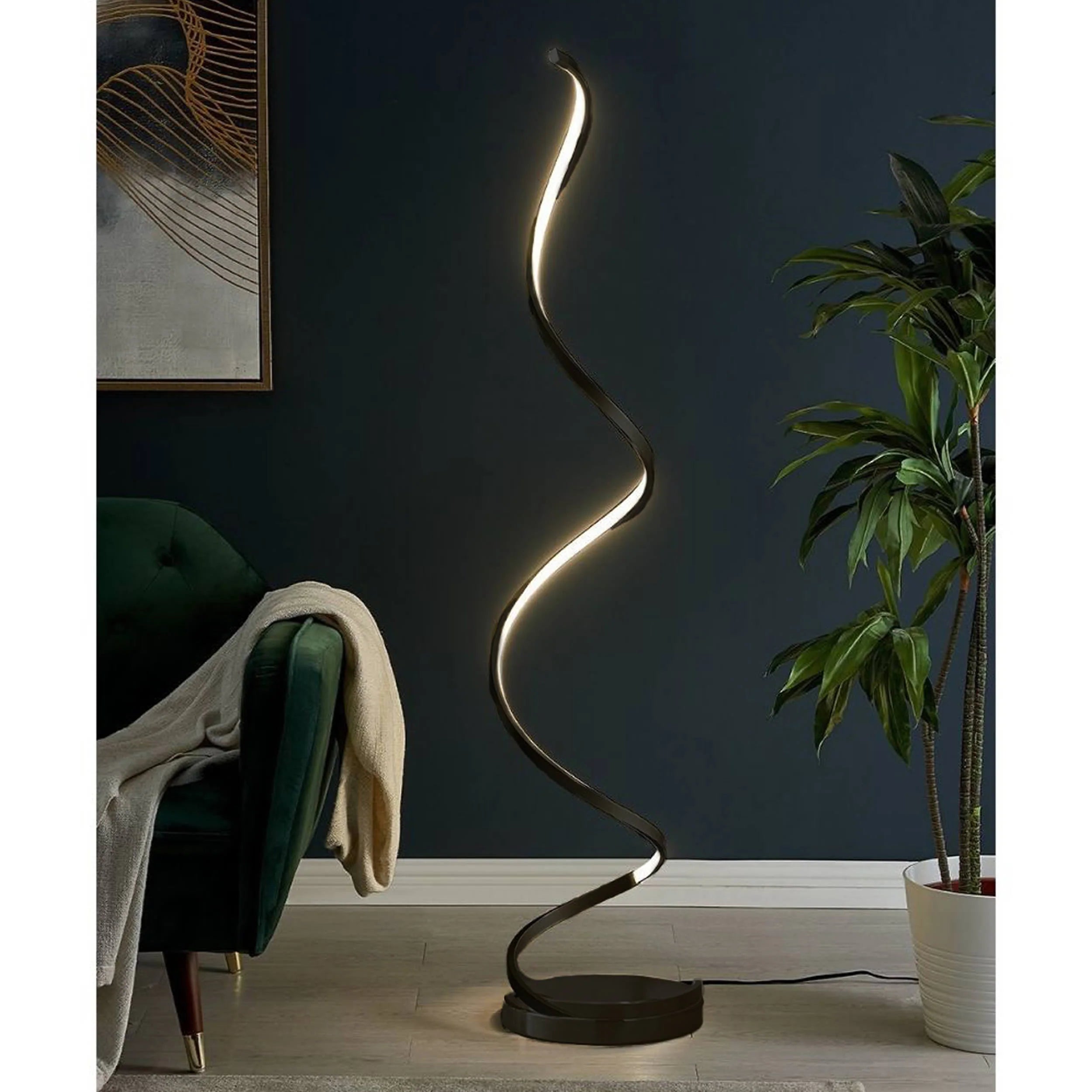 Spiral Dimmable LED Floor Lamp in 2 Finishes