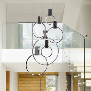Contemporary Round LED Chandelier with 6 Hoops in 2 Finishes