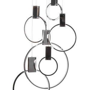 Contemporary Round LED Chandelier with 6 Hoops in 2 Finishes