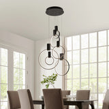 Contemporary Round LED Chandelier with 6 Hoops in 2 Finishes