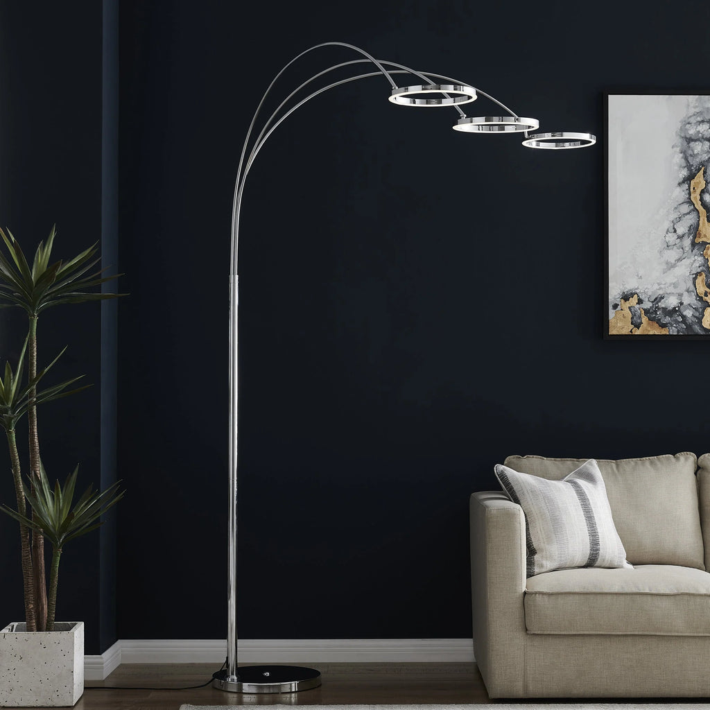 Arched Floor Lamp with 3 LED Rings