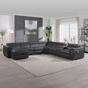 Liam Black Leather Reclining Sectional
