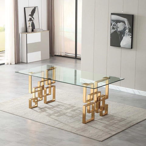 Susie Glass Dining Table in Gold or Silver