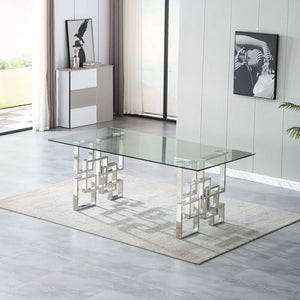 Susie Glass Dining Table in Gold or Silver