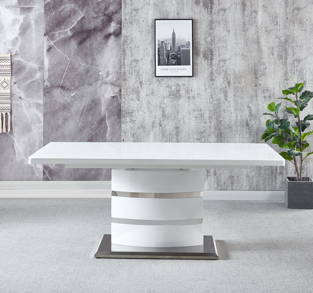 Modern White Dining Table with Butterfly Leaf