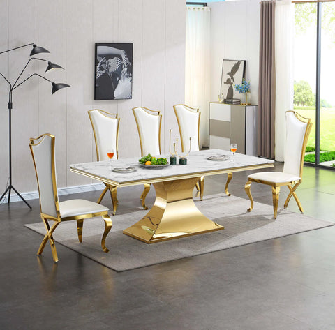 Parker White Marble Dining Room Collection