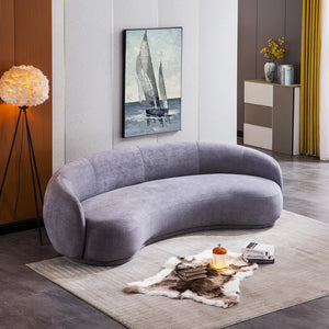 Angelica Curve Fabric Sofa in White or Grey