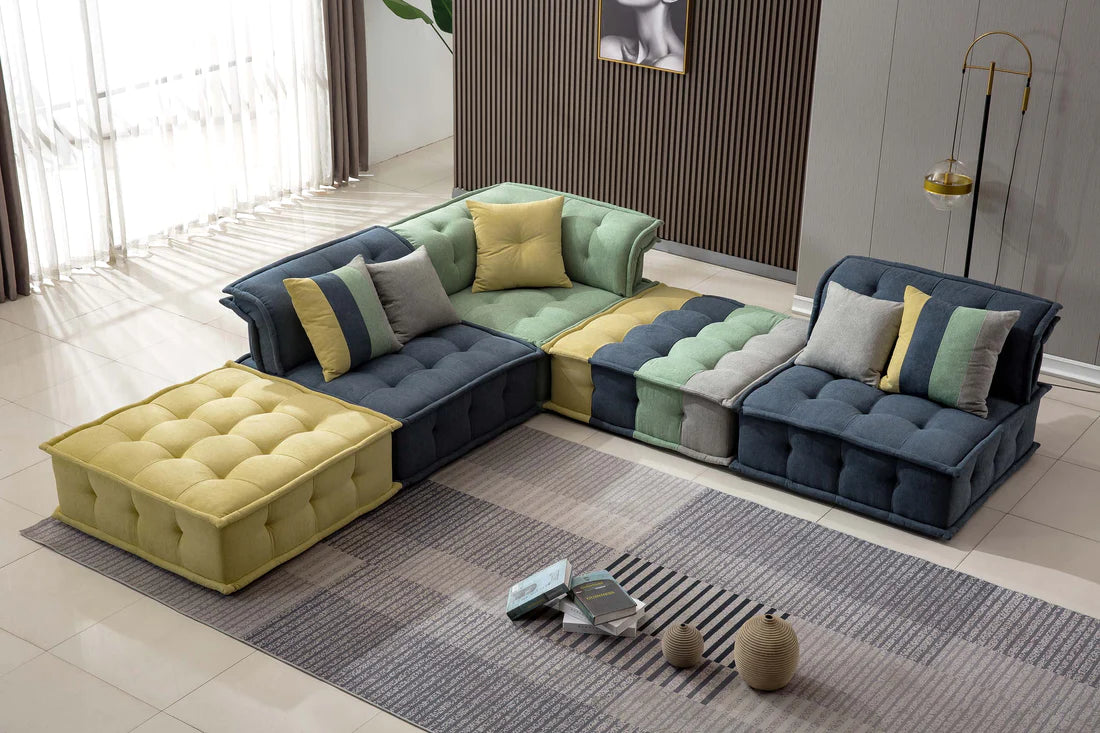 Modular Multicolor Fabric Sectional