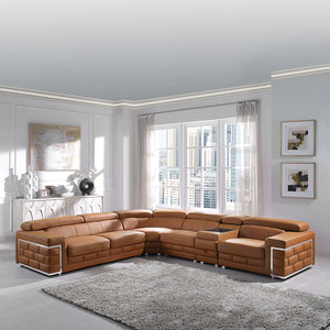 Arnett Leather Sectional with Adjustable Headrests in 3 Color Options