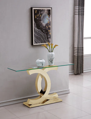 Modern Console Table with Adjustable Base in Gold or Silver