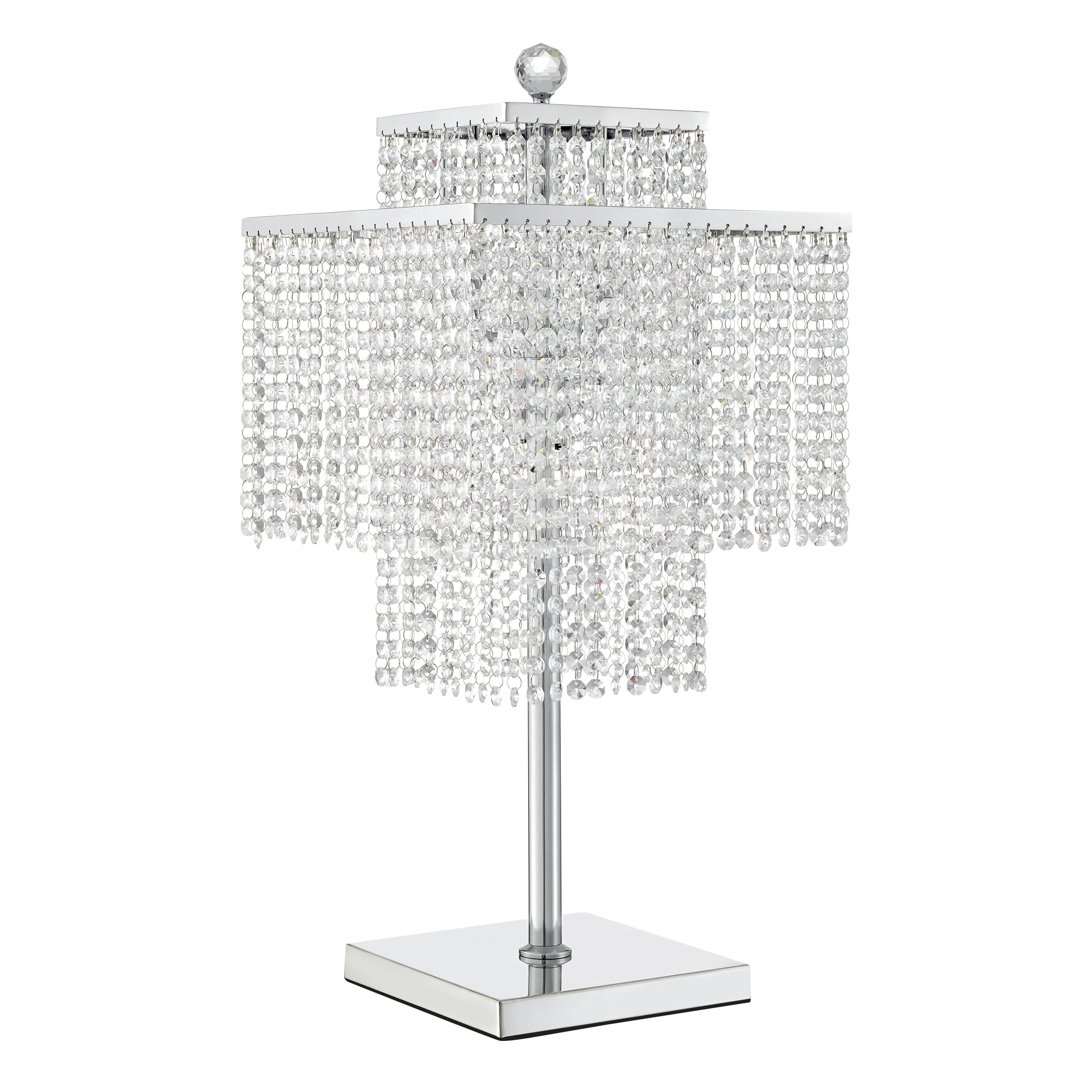 Modern Crystal Table Lamp with 2-Tiers Design