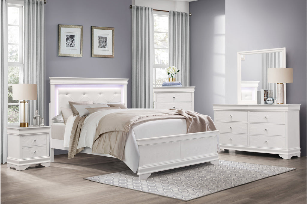 Vienna White Bedroom Collection with LED Lights