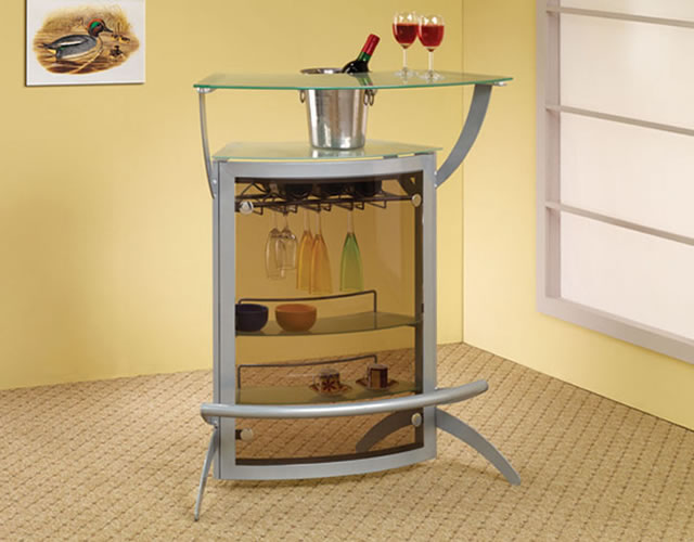 Contemporary Silver Metal Bar Unit