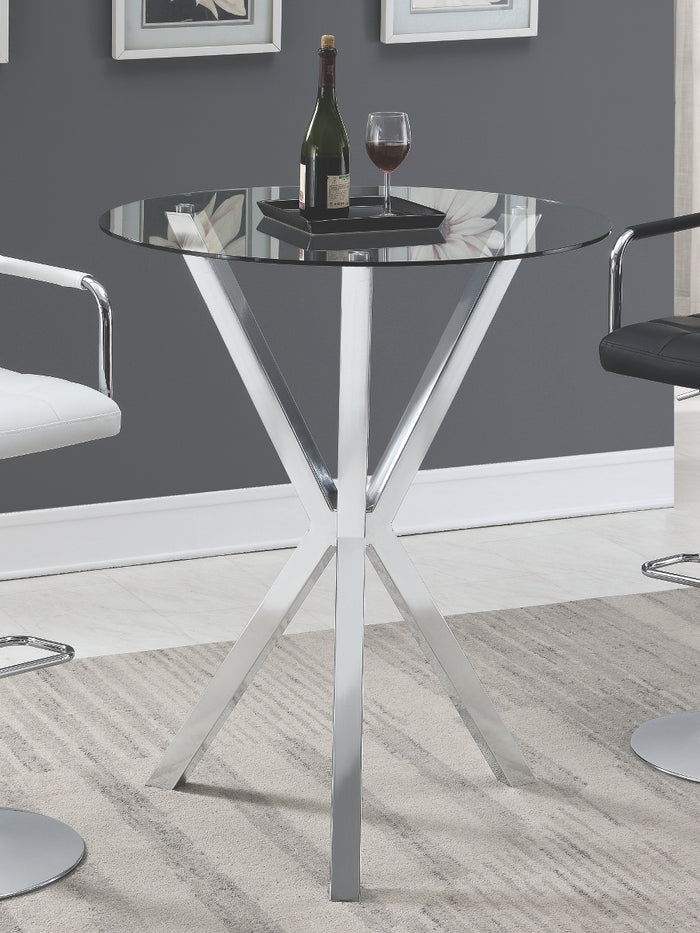 Contemporary Round Glass Top Bar Table