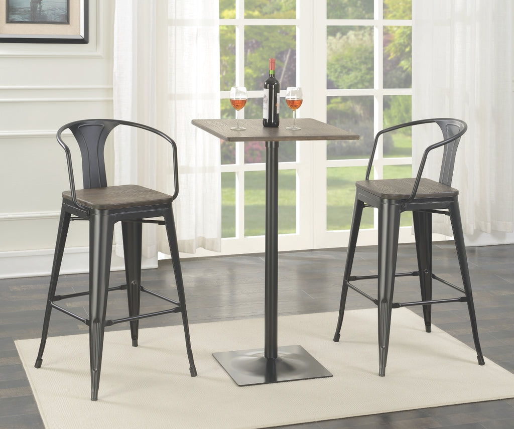 Dark Elm Bar Table with Matching Barstools