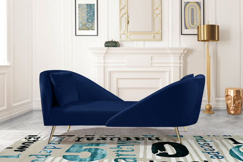 Norina Velvet Chaise in Navy