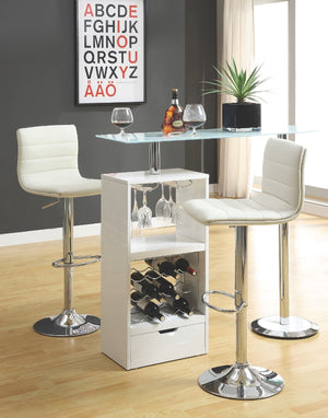 Skokie Small Modern Bar Table with Glass Top in Black or White