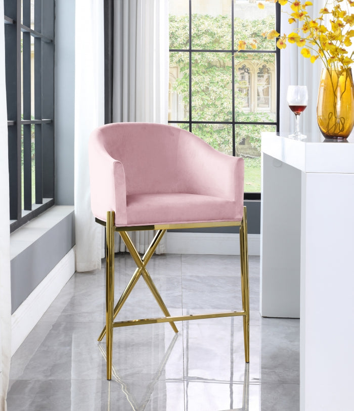 Xara Velvet Stool with Gold Legs in 6 Color Options