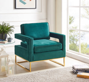 Noel Velvet Accent Chair with Gold Legs in 4 Color Options