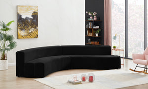 Curie Velvet Curve Sectional in 6 Color Options