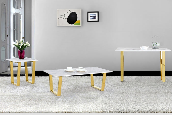 Cam Marble Occasional Tables with Chrome or Gold Legs