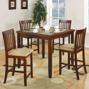 Normandie 5 Piece Counter Height Dining Set with Marble Like Table Top