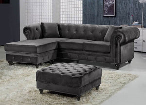 Serena Tufted Velvet Rolled Arms Reversible Sectional in 4 Color Options