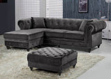 Serena Tufted Velvet Rolled Arms Reversible Sectional in 4 Color Options