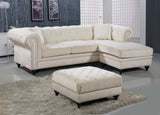 Serena Tufted Velvet Rolled Arms Reversible Sectional in 4 Color Options