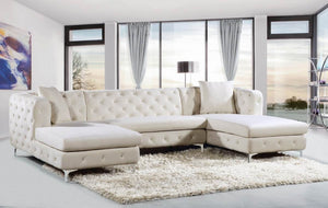 Gill Tufted Velvet Double Chaise Sectional in 3 Color Options