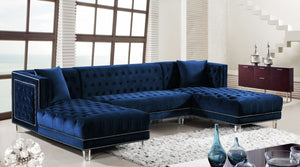 Minda Tufted Velvet Double Chaise Sectional in 4 Color Options