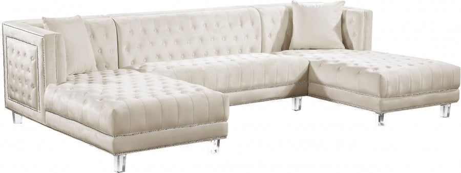 Minda Tufted Velvet Double Chaise Sectional in 4 Color Options