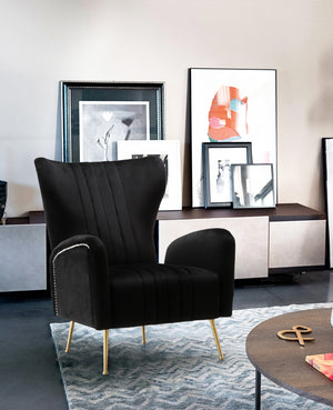 Perla Velvet Accent Chair with Gold Stainless Steel Legs in 4 Color Options