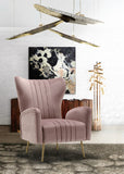 Perla Velvet Accent Chair with Gold Stainless Steel Legs in 4 Color Options