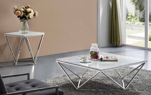 Skye Marble Occasional Tables with Chrome or Gold Stainless Steel Legs