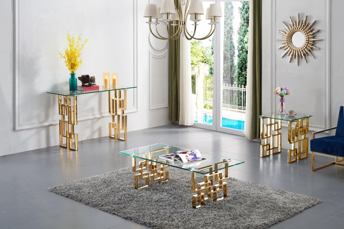 Peter Geometric Base Occasional Collection with Gold or Chrome Legs